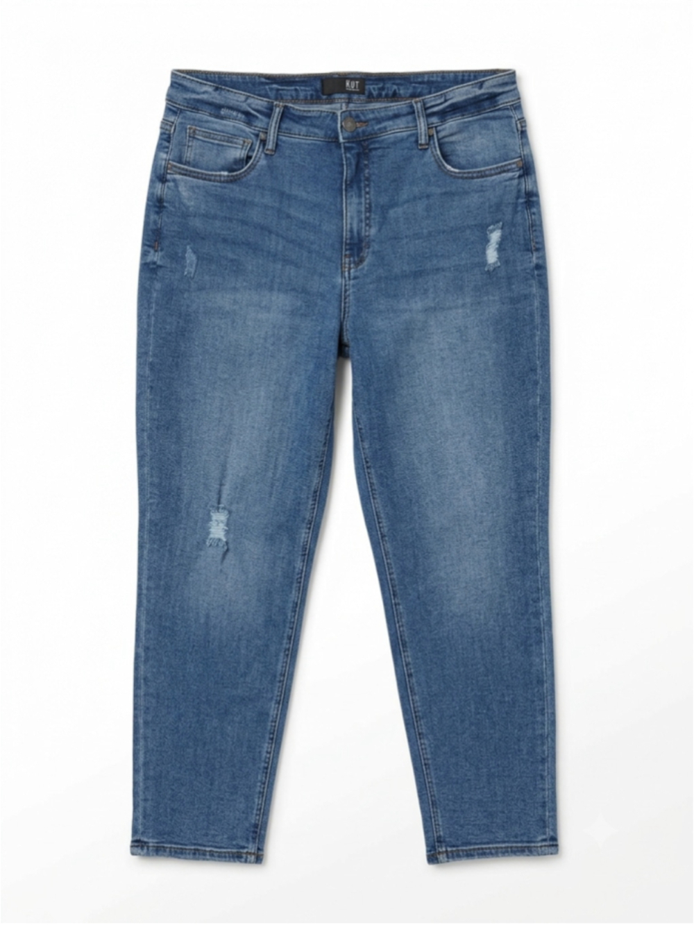 KUT From The Kloth Boyfriend Jeans Medium Wash Distressed Denim Plus 16W